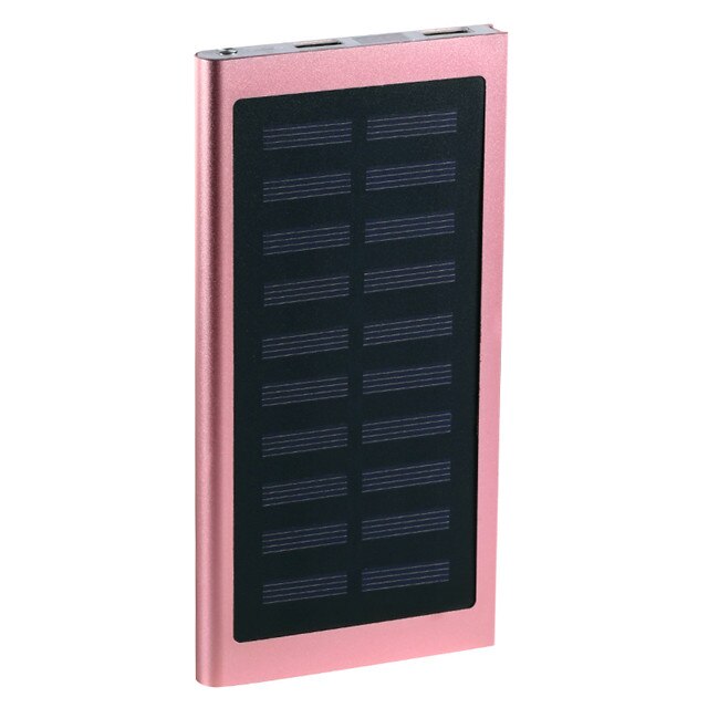 Banco de energía Solar de 30000mah, 2 USB, batería externa, LED, portátil, cargador Solar de teléfono móvil para teléfono inteligente: rose gold