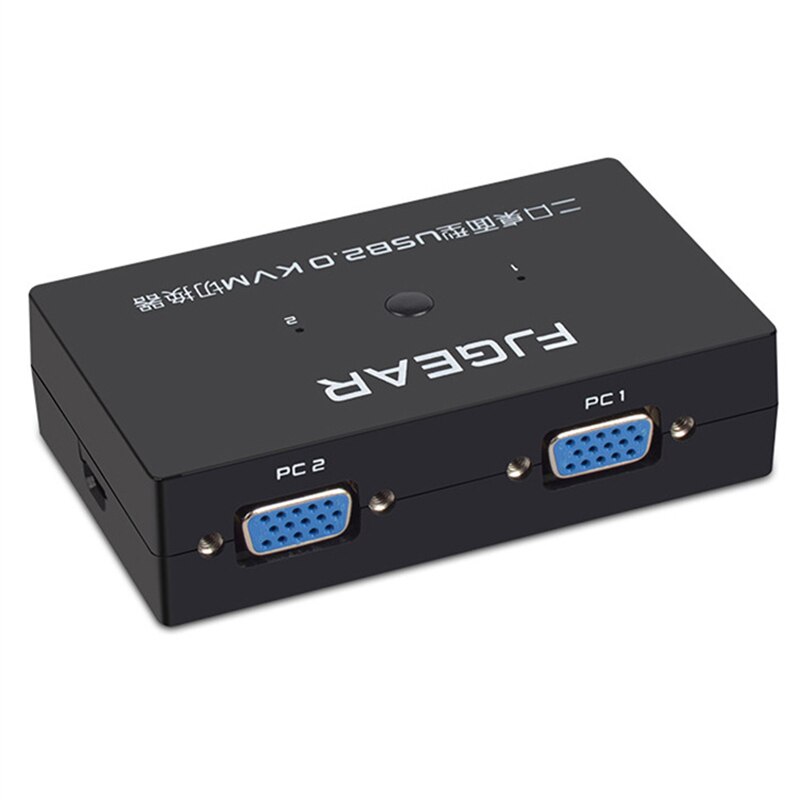 2 Port USB KVM Schalter Switch Box VGA Computer Share Usb Mouse Keyboard Monitor Converter With Connector Cables PC Converter