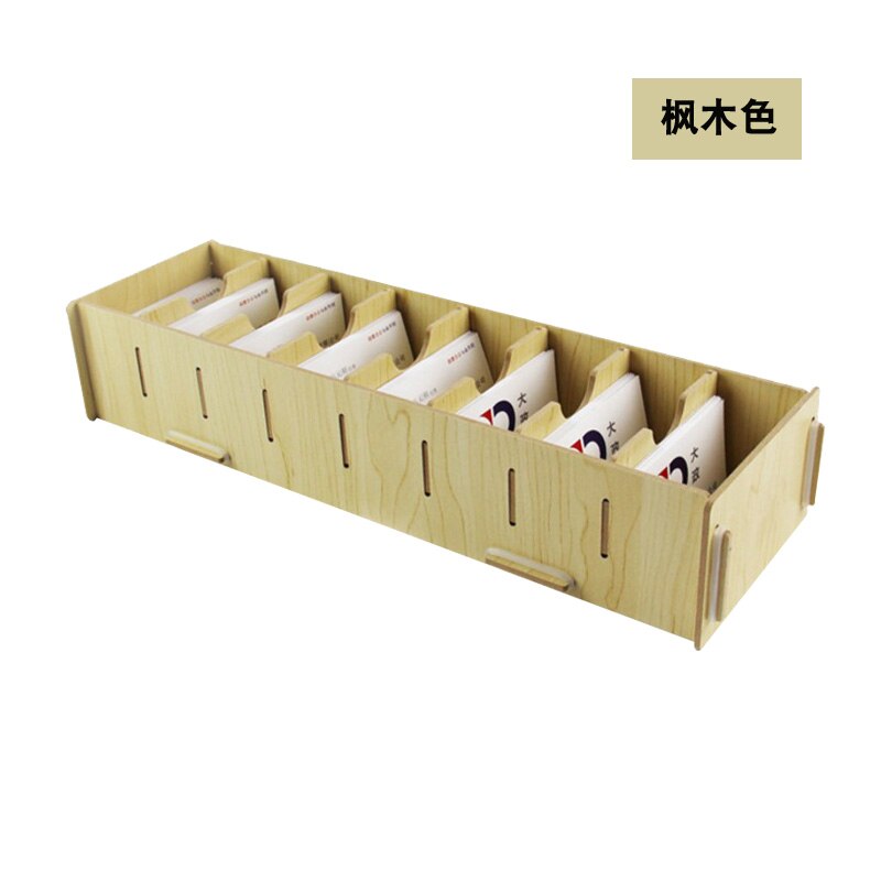 name card holder for Office Desk Card Sorting Rack Wooden Business Card Box Large Capacity Sorting Folder Storage Base: white