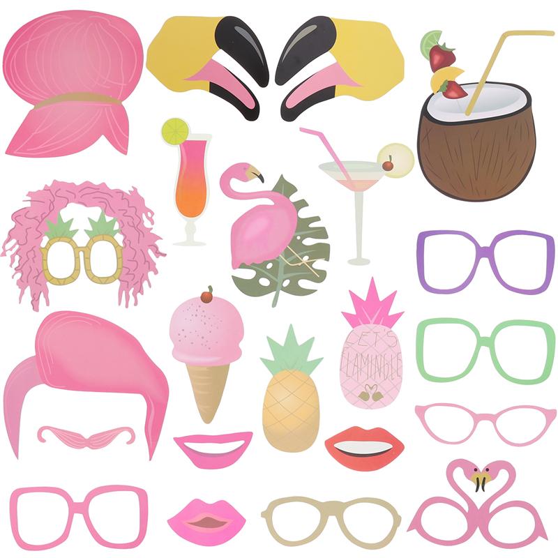 22Pcs Delicate Funny Pool Hawaii Party Photo Booth Props Party Favors Party Accessories Party Decoration