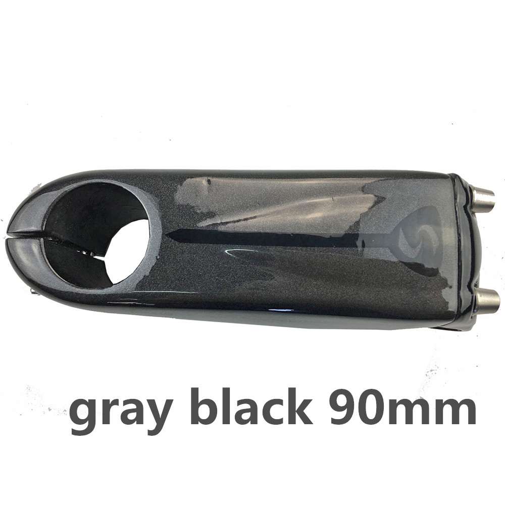 Carbon frempind sport underholdning cykling cykel dele cykel frempind cykel tilbehør 80/90/100/110mm 28.6mm 3k glans 6 grader: Grå sort 90mm