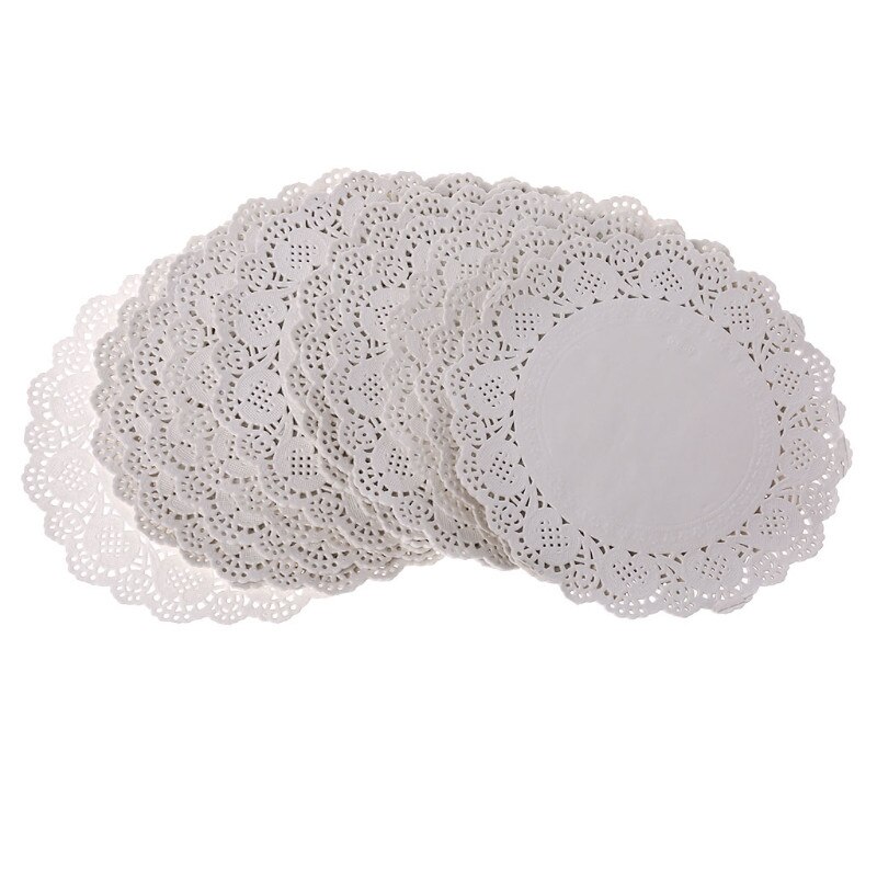 200Pcs Round Lace Paper Mats Coasters Placemats Wedding Events Party Table