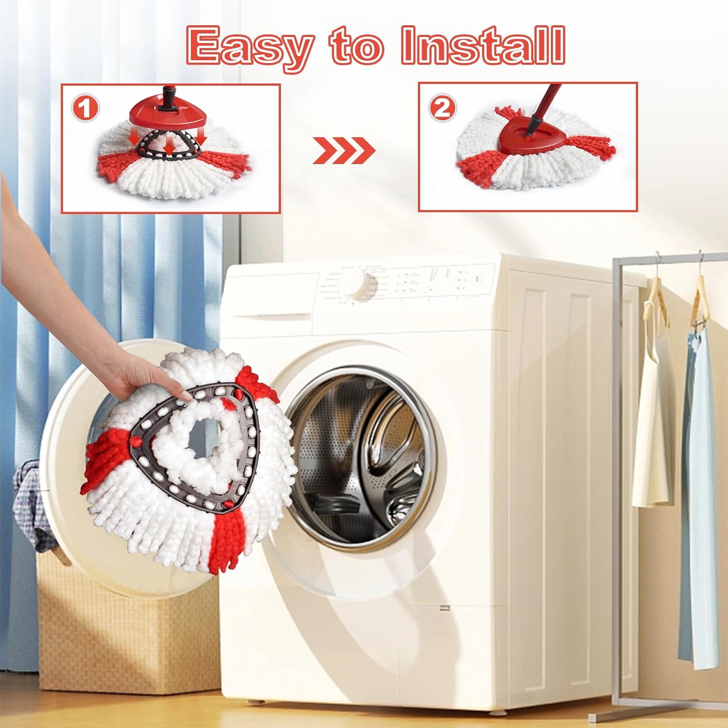 Microfibre Mop for Vileda Turbo 2-in-1, Mop Head for Vileda Turbo Spin Mops Easy Wringing 2-in-1, Spin Mop For All Floor Types