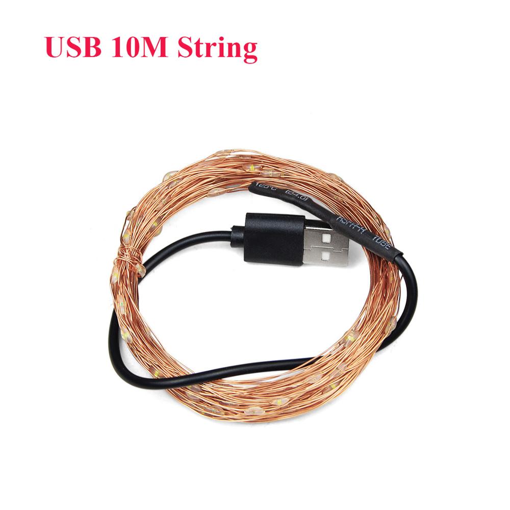 10M 20M LED Solar- Schnur 2M 5M Batterie Energie Kupfer Draht Gebühr Girlande licht Weihnachten Hochzeit Party Garten Terrasse Dekoration: 10M USB Schnur / Mehrfarbig