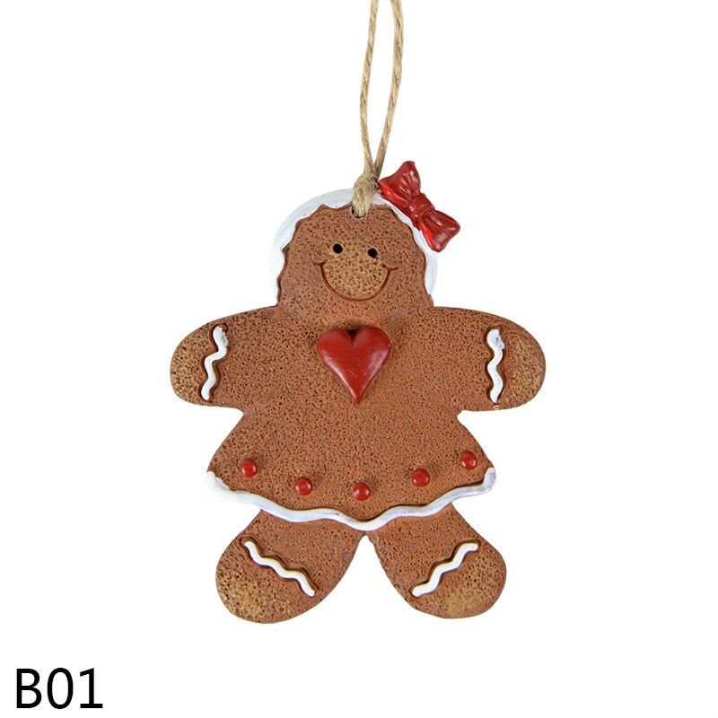 Gingerbread Man Hangers Kerstboom Ornamenten Zachte Hars Gingerbread Man Cookie Voor Thuis Xmas Jaar Party Opknoping Decor: B01-1Pcs