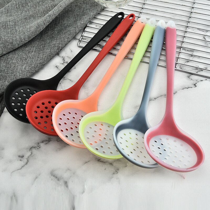 1PC Food Grade Silikon Sieb Schaufel Siebe Löffel Bunte Küche Scoop Entwässerung Siebe Küche Gadget