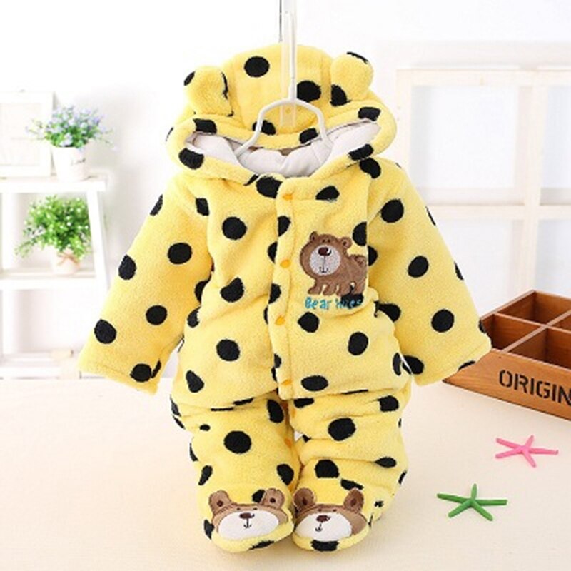 freundlicher Carte Jungen Und Mädchen Vlies Siamese Klettern Kleidung Mit Fuß Warme Pyjama Baby Trikot Strampler Furz Lange Klettern: gelb / 3M
