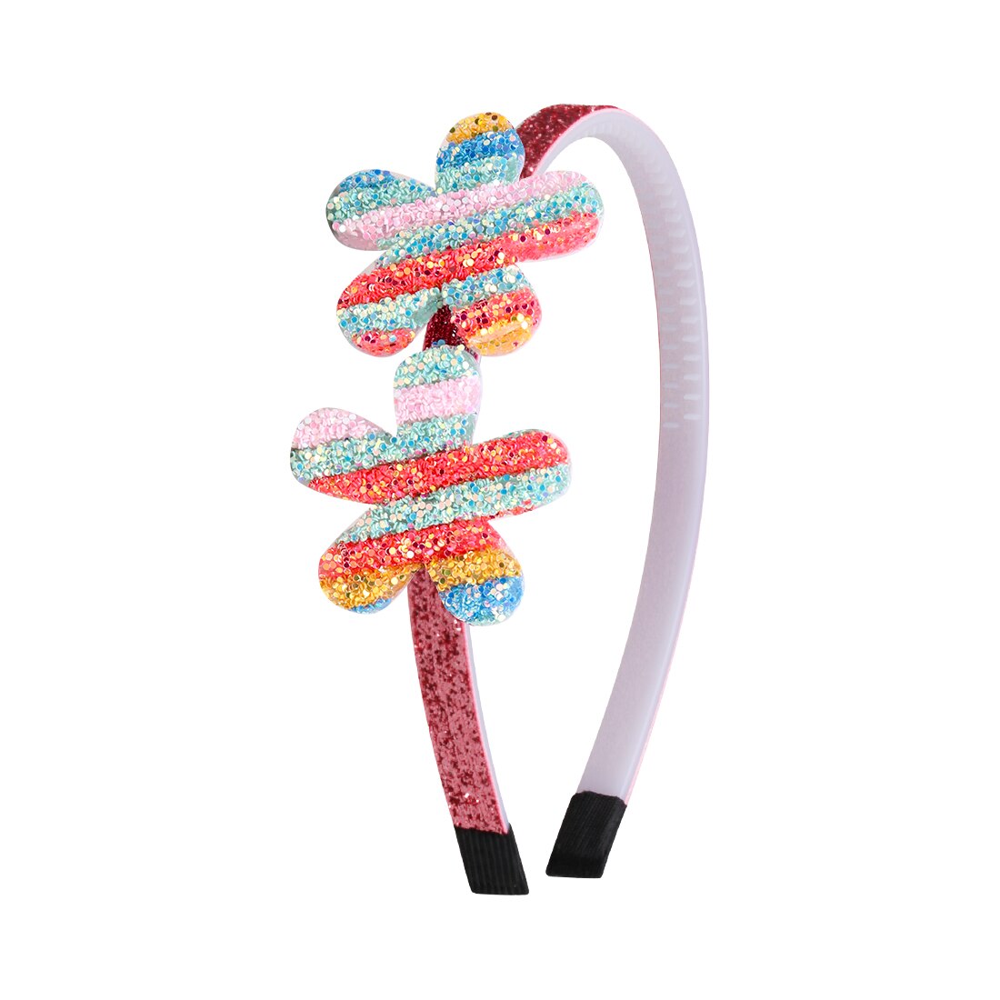1 Pza niñas diademas de purpurina niños tierna diadema Color arcoíris flor forma de estrella y corazón brillante mujeres accesorios para el cabello: 5