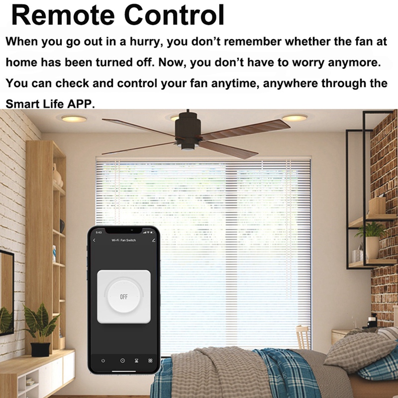 Interruttore ventola accorto Wifi Controllo a 5 velocità Ventilatore da soffitto UE Interruttori rotanti/manopola Telecomando Tuya per Alexa Google casa