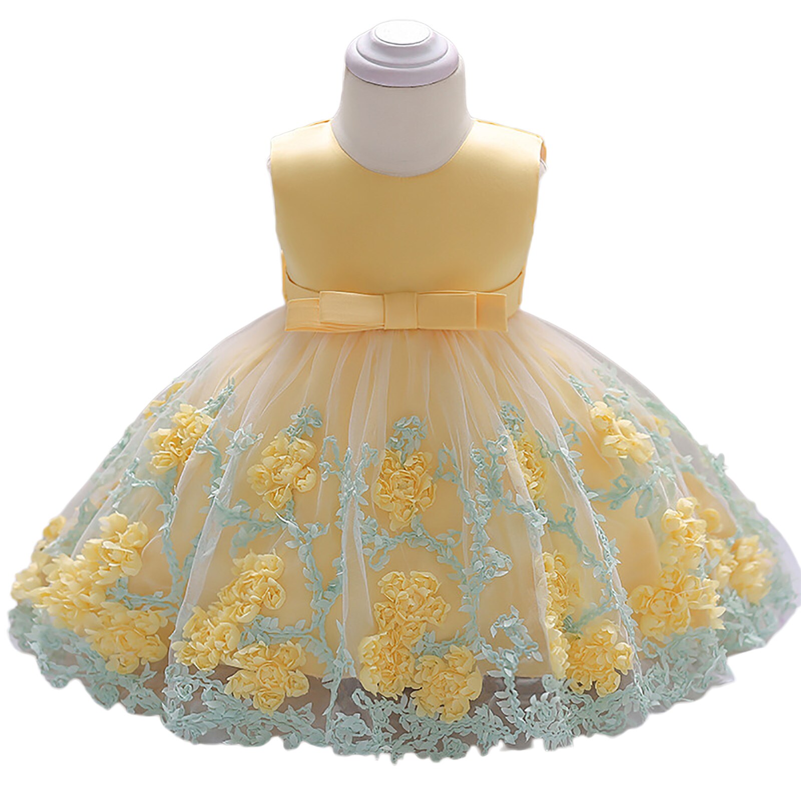 Citgeett Summer Infant Baby Girl abito senza maniche fiocco fiore pizzo ricamo abiti da principessa: B / 6m