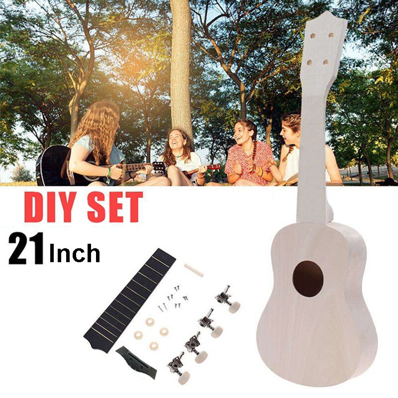 21/23 Inch Ukulele DIY Kit Hawaii Guitar Ukelele Handwork Support Painting Kids Children Toy Assembly for Beginner Amateur
