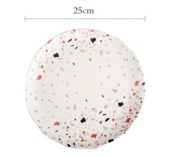 Terrazzo Diner Borden Dessert Gerechten Kom Servies Sets Retro Matte Geglazuurd Huishoudelijke Keuken Benodigdheden: 250mm