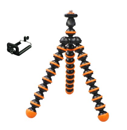 Octopus Flexible Tripod Stand Gorillapod for Phone Telefon Mobile Phone Smartphone Dslr and Camera Table Desk Mini Tripod: orange with clip