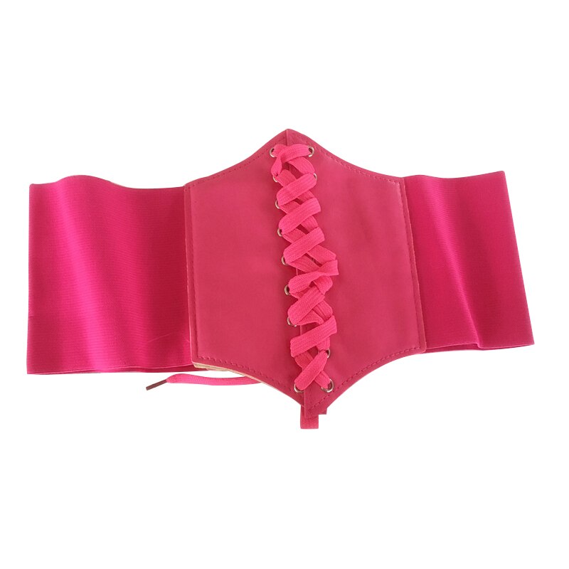 Corset cuero Pu ancho para adelgazamiento de cuerpo cinturones para mujer elástico cinturón a la cintura alto Cinto Sobretudo femenino Ceinture Femme Fajas: RoseRed