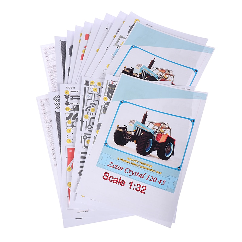 Folding Mini 3D Papercraft Crystal 120 45 Tractor Czech DIY Adult Craft