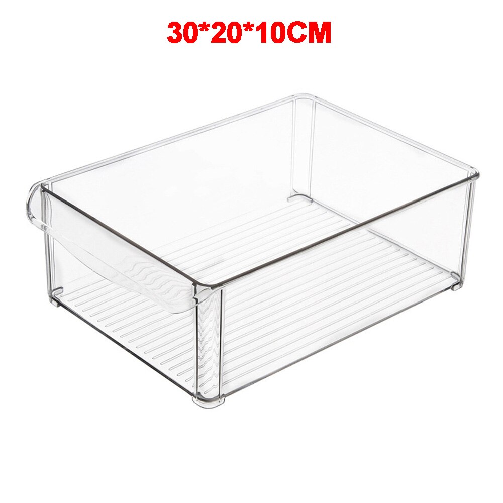 Refrigerator PET Food Storage Box Container With Lid And Divider Large Capacity Fridge Organizer: 30x20x10cm