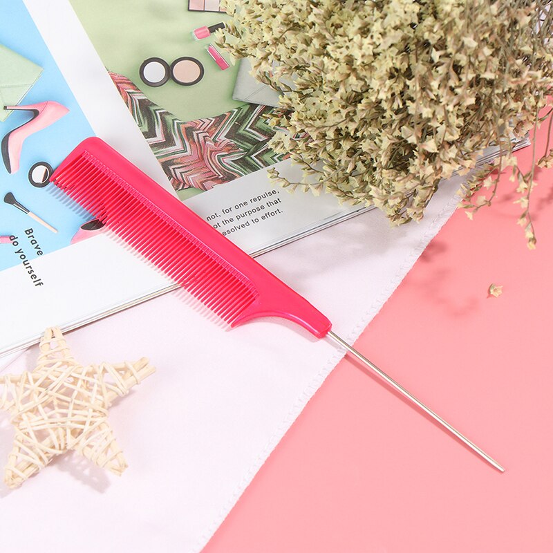 1Pc Hair Combs Hair Salon Dye Comb Separate Parting For Hair Styling Hairdressing Antistatic: Rose Red