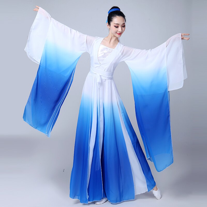 Hanfu-trajes de danza clásica para mujer, conjunto de baile de abanico , disfraz chino antiguo: XL