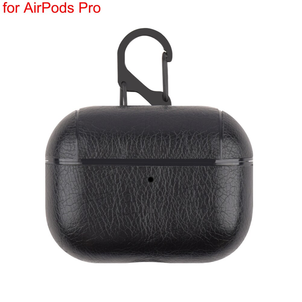 Bluetooth Kopfhörer Leder Fall Für Apple AirPods 1 2 Pro Stoff Anti-verloren Stoßfest Abdeckung PU Haut Für Luft schoten 3 Mit Haken: PU Black