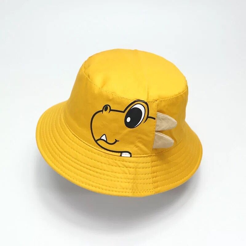 Sombrero de Sol de algodón para bebé, gorros de dinosaurio de dibujos animados, Color sólido, bonito sombrero de cubo para niños, accesorios para bebés de 1 a 3 años