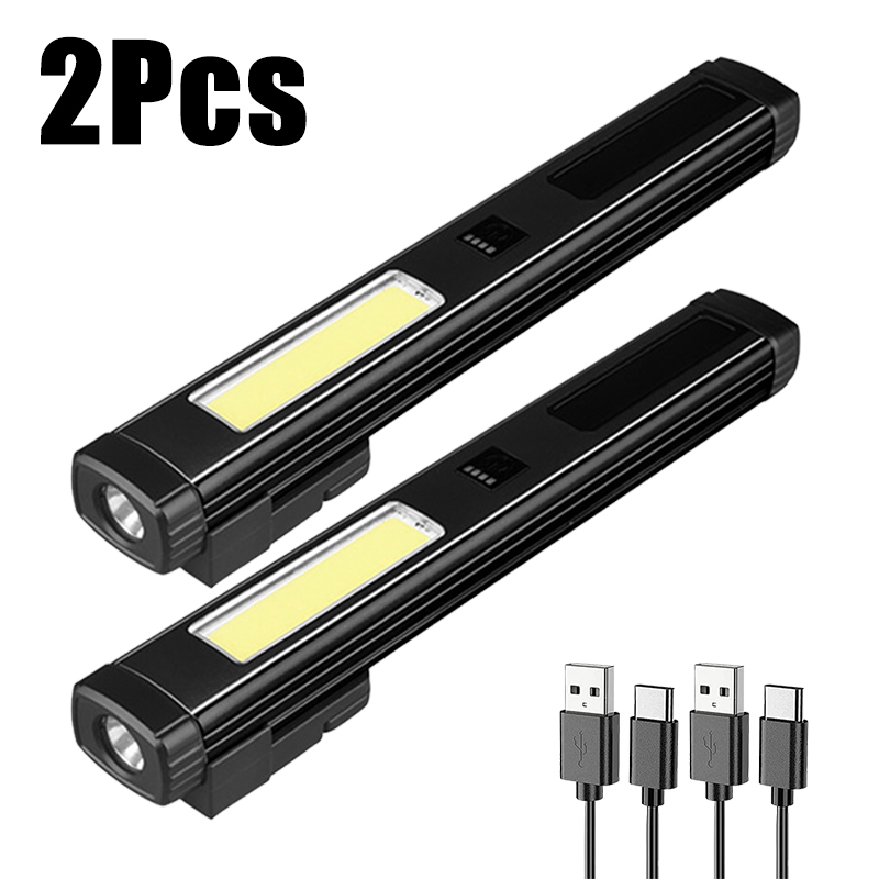 Mini tragbare LED-Stift lampe Kolben Seiten licht Boden Magnet Taschenlampe mit Stift Clip eingebaute Batterie Typ C wiederauf ladbare Arbeits lampe: Gelb