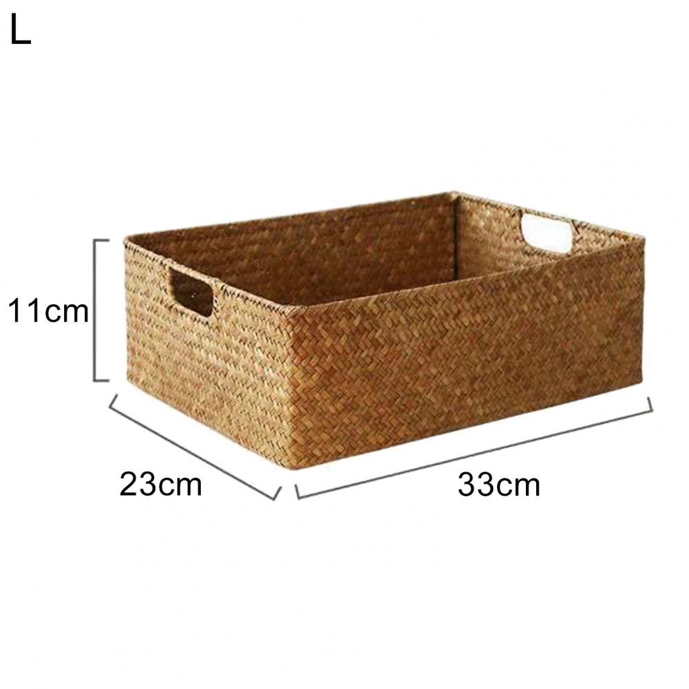Panier de rangement rectangulaire tissé à l'herbe, boîte de rangement, conteneur, organisateur d'articles divers: L