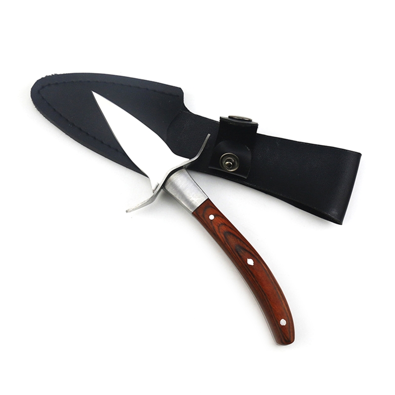 Holz Griff Auster Messer Öffner Edelstahl Jakobsmuschel Hülse Shucking Cutter mit Leder fallen Für Meeresfrüchte Öffner Werkzeuge: 7HH503020-R