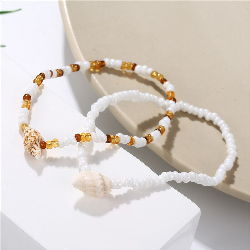 Boho schelp schelp touw enkelbandjes voor vrouwen delicate schelp bedel enkelband strand blote voeten armband enkel been ketting voet enkelbandjes sieraden