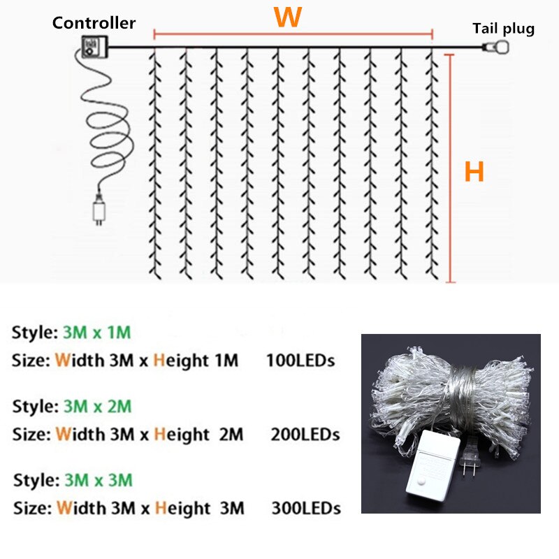 Led String Lights Icicle Waterfall Garland Fairy Lights String Curtain Lights Christmas Lights Indoor Led Garland for Decoration