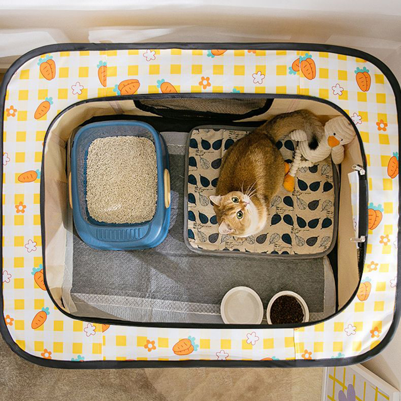 2022 Vierkante Opvouwbare Huisdier Hek Gele Kat Nest Kennel Puppy Tent Mooie Kitten Hond Levering Kamer Grote Ademend Slapen Bed