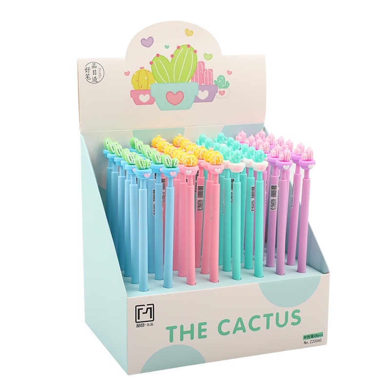 48 Stks/partij Creatieve Cactus Vulpotlood Leuke Student Automatische Pen Voor Kinderen Briefpapier School Kantoorbenodigdheden