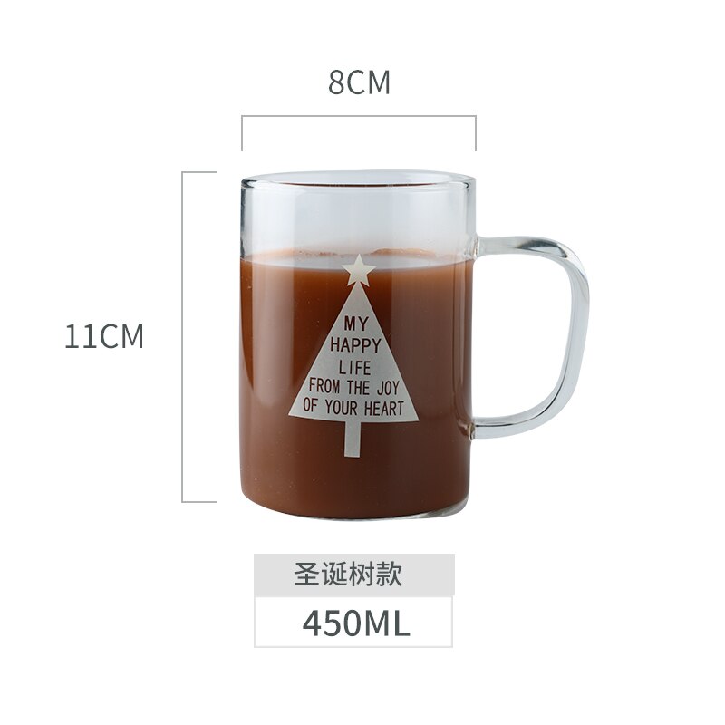 450ML Large Heat-resistant Borosilicate glass Mug Cup Beer Coffee Tea Milk Breakfast Mug Transparent Drink: Pink