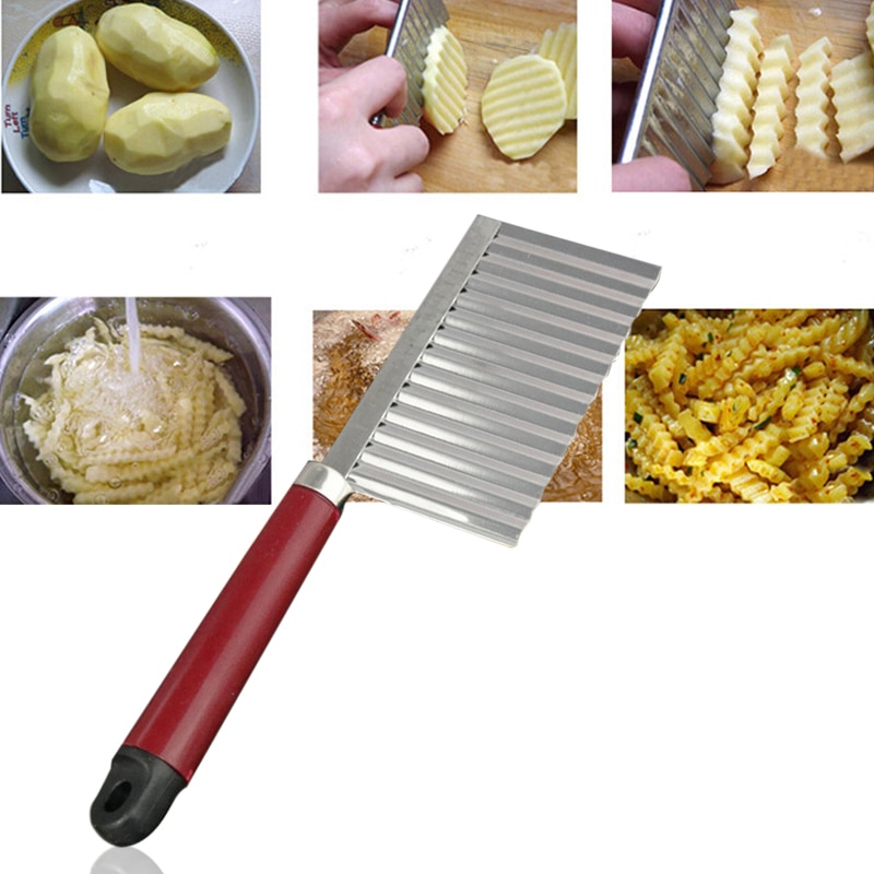 Stainless Steel Vegetable Carrot Wavy Cutter Slicer Potato Chips Corrugated Knife Kitchen Wrinkled French Fries Kitchen Utensil