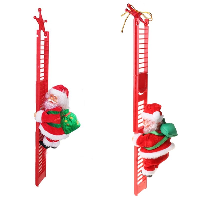 Elektrische Kerst Kerstman Pop Met Tas Klimmen Ladder Xmas Party Decor E7CC