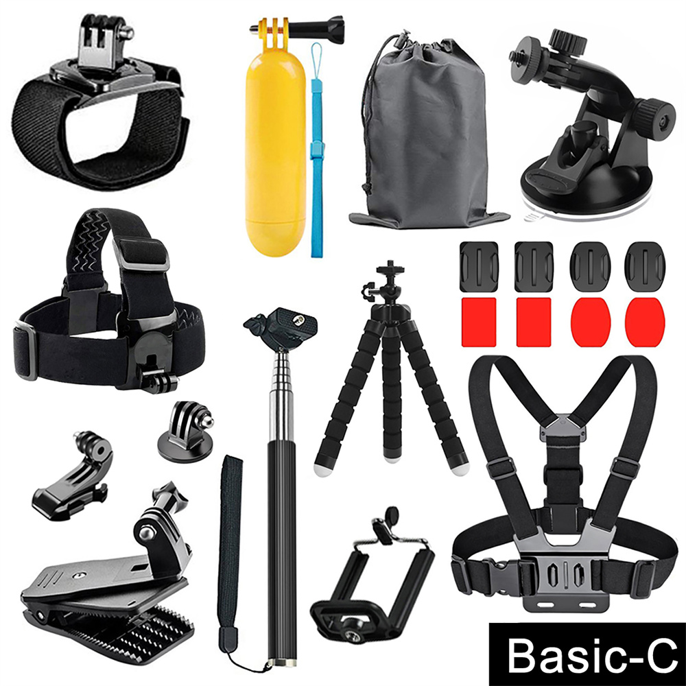 Action Camera Accessories Kit for Gopro Hero 12 11 10 9 8 7 6 5 4 Max Mount Session YI 4K SJCAM EKEN Osmo AKASO APEMAN Accessory: Green color