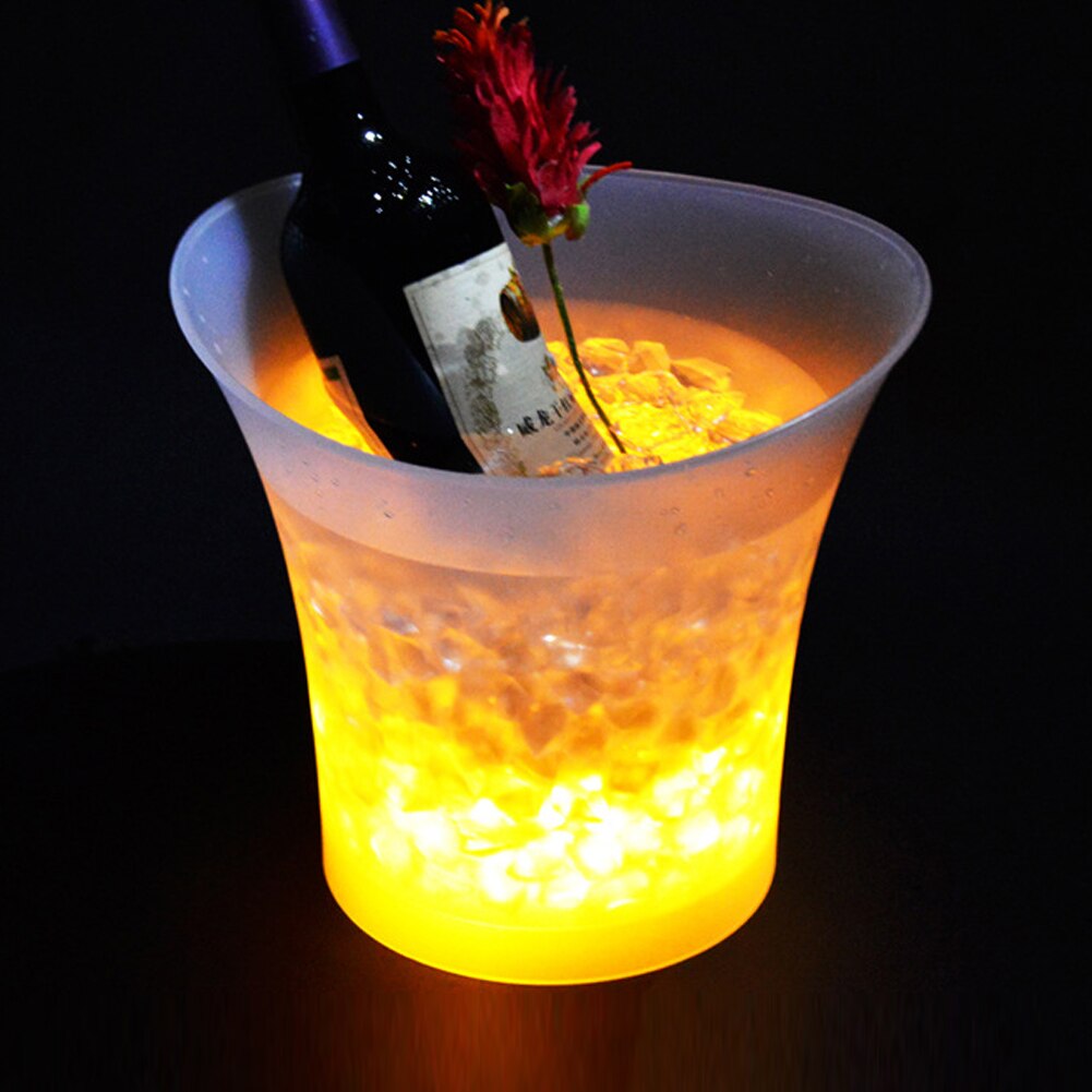 Seau à glace en plastique pour bière, 5l, fournitures de Bar, KTV Cool, dégradé coloré, outils de cuisine lumineux