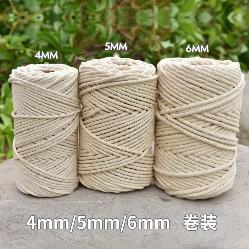 Handmade Macrame Boho decor 1/2/3/4/5/6/8/10mm Cotton Beige thread Cord Rope Twisted String DIY Home Wedding decoration supply