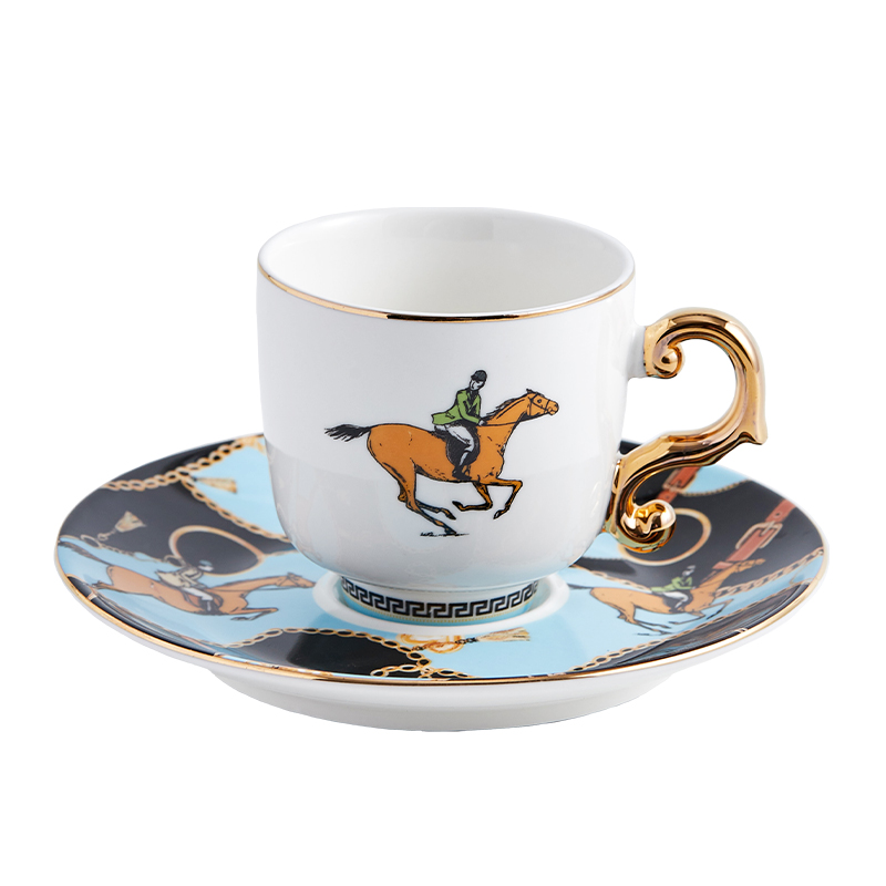 Turkish Style Luxury Ceramic Coffee Cup and Saucer Porcelain Coffee Set Tea Cup and Saucer Classic Drink: C