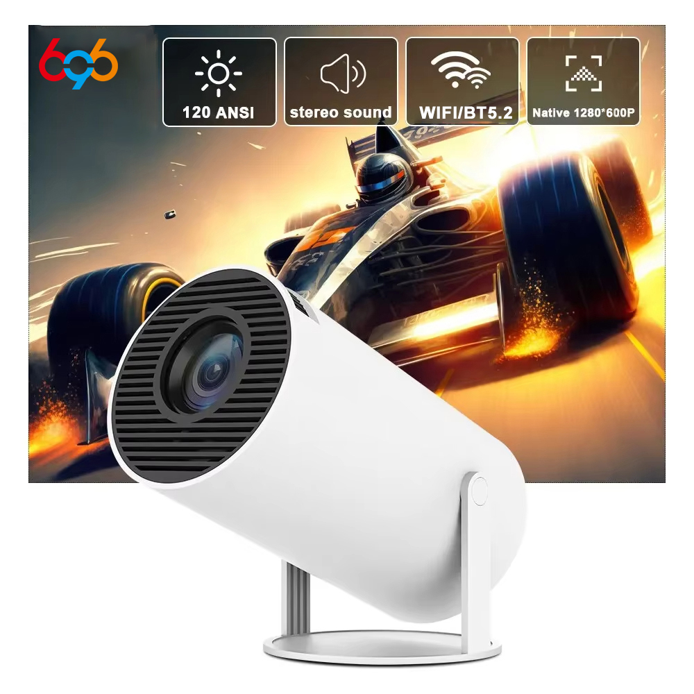 Projector For Android 12 Wifi 120ANSI lumens BT5.2 720P 1280*620P Home Cinema Outdoor Small-scale Projetor 180° Degree Rotation