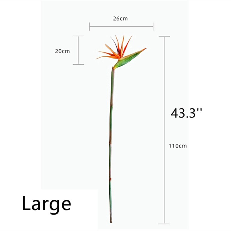 Artificial Tropical Flowers 43''/32'' Faux Bird of Paradise Plant Palm Leaves for Floral Arrangement for Home Party Office Decor: Flower Large 1pc