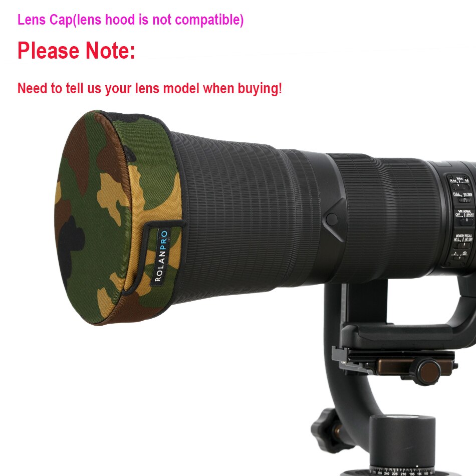 ROLANPRO – veste de Camouflage avec capuchon d&#39;objectif DSLR, vêtement téléphoto court pour Sigma Tamron Canon Nikon 300/400/500/600/800mm: Lens Cap F