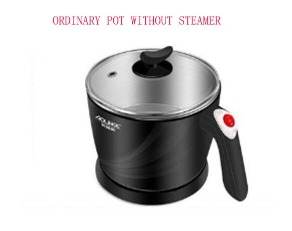 Electric Cooker Boiling Pot Noodle Maker Mini Hotpot Porridge Soup Cooking Machine Stainless Steel Non-Stick Pan 1.2L: White