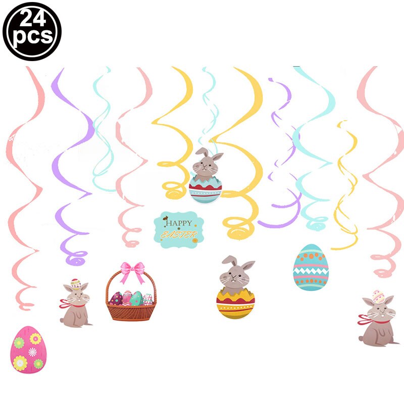 Easter Hanging Swirl Decorations Ceiling Hanging decor Easter Bunny Eggs Chick Carrot for Home Office School Easter Party decor: AC