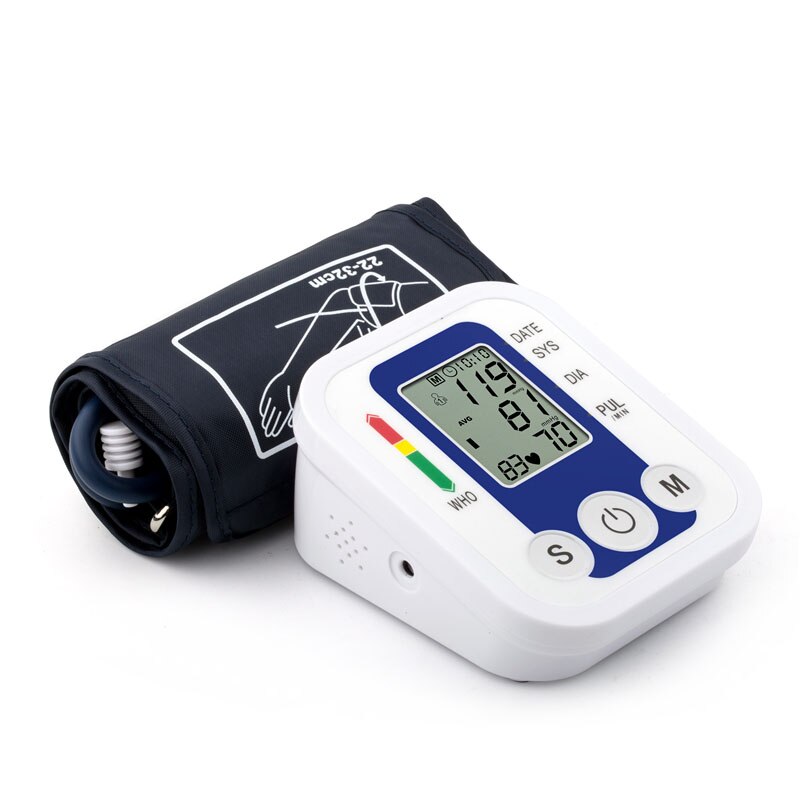 Bp manchet maskine hjemme automatisk digital arm blodtryksmonitor lcd display talende pulsmåler blodtryksmåler maskine: Bp måler med stemme