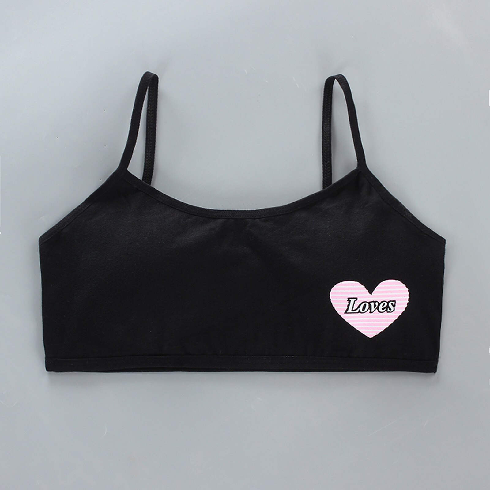 Children Bra Teen Girls Bra Cotton Training Bra Student Kids Underwear Camisole Underwear Cotton Bra For Girls One Size #40: Black