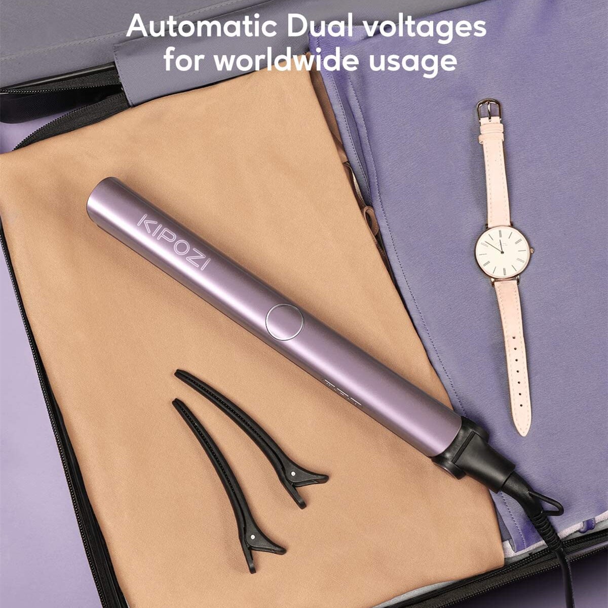 KIPOZI-plancha plana 2 en 1 para el cabello, herramienta de belleza de calentamiento instantáneo, plancha estriadora de temperatura ajustable con pantalla Digital