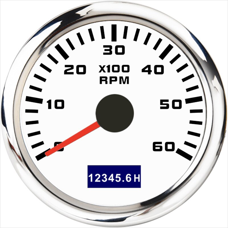 Tacómetro de 0 a 3000 RPM y 52mm con reloj de arena LCD, medidor de Tacho a prueba de agua de 4000 RPM y 7000RPM con luz trasera roja para yates y barcos: WS-6000 RPM
