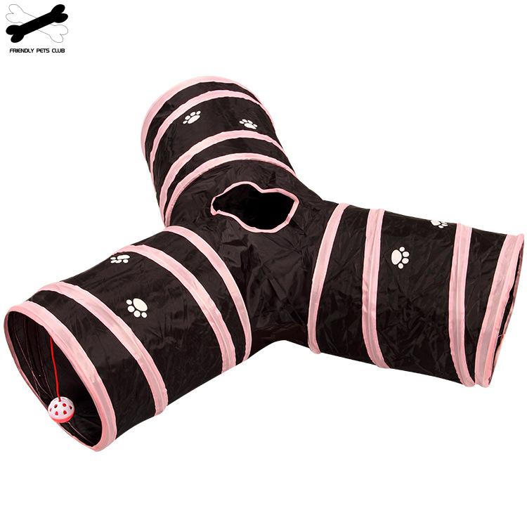 Casa de túnel para gatos de 4 vías con 3 agujeros, canal plegable para mascotas, juguete para gatos, entrenamiento para perros, suministros para jugar al aire libre