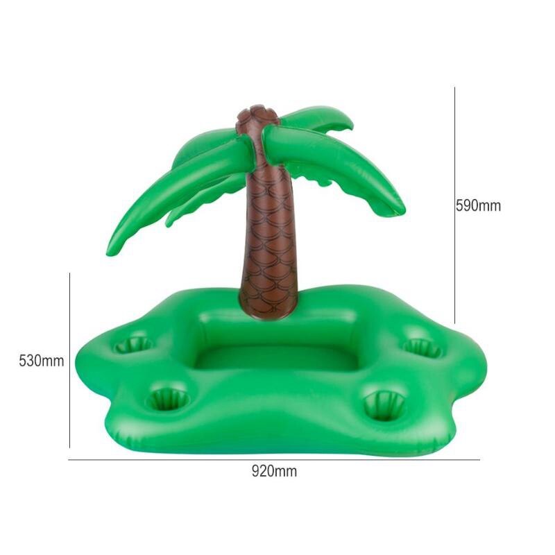 2x Summer Pool Inflatable Cup Holder Water Party Ice Bar Swimming Pool Float Beer Beverage Cooler Pvc Shape & Green Coco