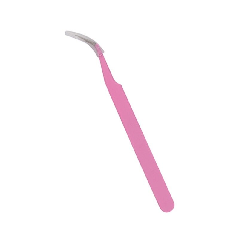 Pinzas para extensiones de pestañas, de acero inoxidable, color rosa, para extensiones de uñas artísticas